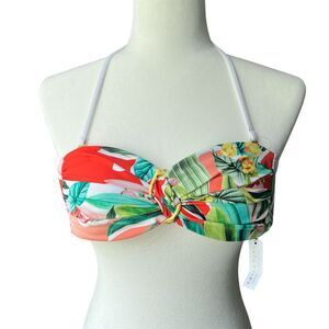 NWT Trin Turk‎ Swim sz 0 2 BUCKLE Bandeau Tropical Halter Tie boho vacation TOP